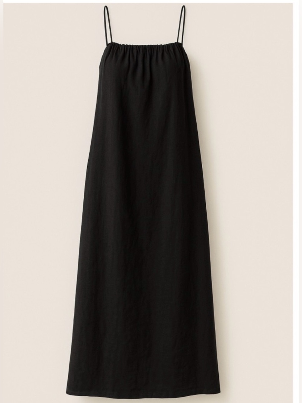 Venroy Black Gathered 100% Linen Maxi Dress